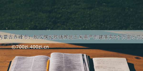 内蒙古赤峰市：敖汉旗长胜镇推进玉米高产创建落实4个万亩示范区