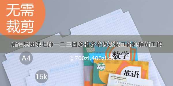 新疆兵团第七师一二三团多措齐举做好棉田补种保苗工作