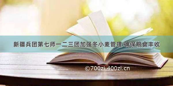 新疆兵团第七师一二三团加强冬小麦管理 确保粮食丰收