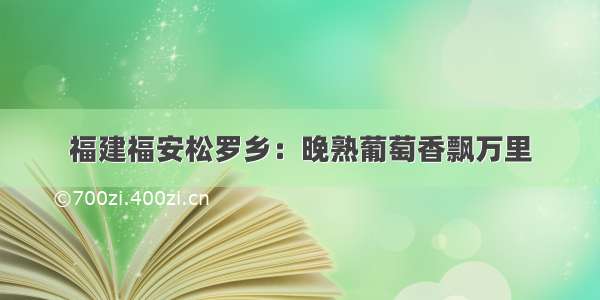 福建福安松罗乡：晚熟葡萄香飘万里