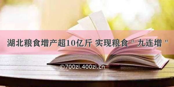 湖北粮食增产超10亿斤 实现粮食＂九连增＂