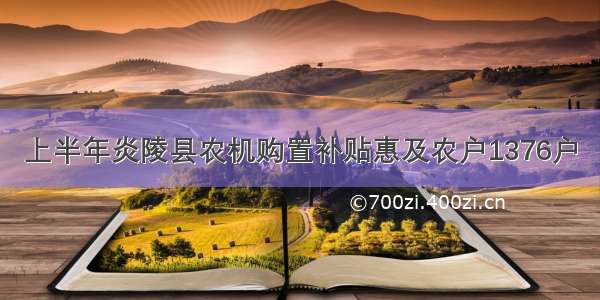上半年炎陵县农机购置补贴惠及农户1376户