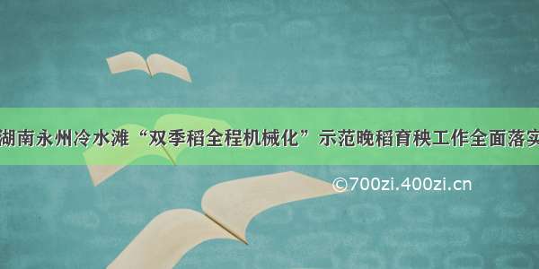 湖南永州冷水滩“双季稻全程机械化”示范晚稻育秧工作全面落实