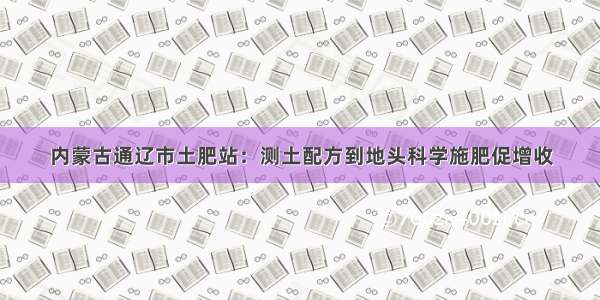 内蒙古通辽市土肥站：测土配方到地头　科学施肥促增收