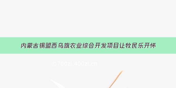 内蒙古锡盟西乌旗农业综合开发项目让牧民乐开怀