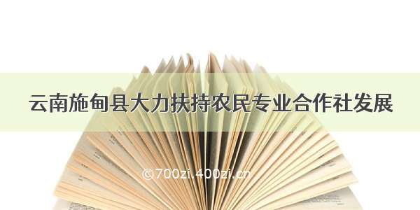 云南施甸县大力扶持农民专业合作社发展