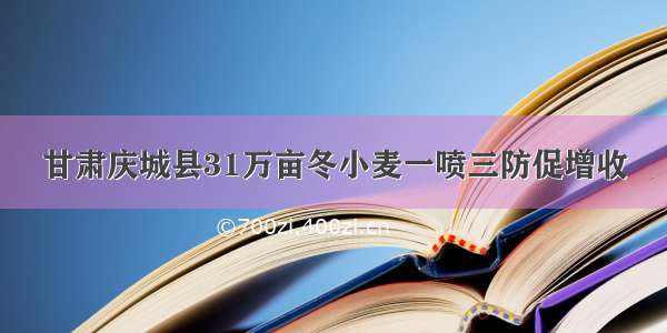 甘肃庆城县31万亩冬小麦一喷三防促增收