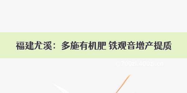 福建尤溪：多施有机肥 铁观音增产提质