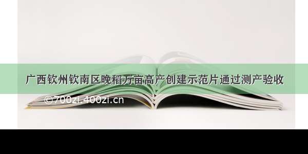 广西钦州钦南区晚稻万亩高产创建示范片通过测产验收