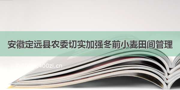 安徽定远县农委切实加强冬前小麦田间管理