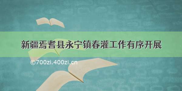 新疆焉耆县永宁镇春灌工作有序开展