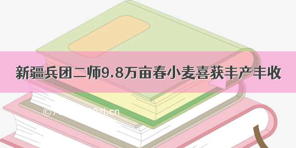 新疆兵团二师9.8万亩春小麦喜获丰产丰收