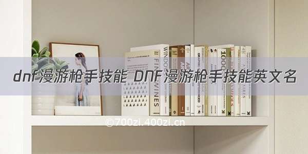 dnf漫游枪手技能 DNF漫游枪手技能英文名