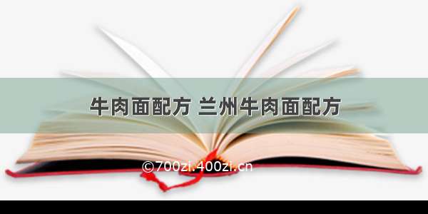 牛肉面配方 兰州牛肉面配方