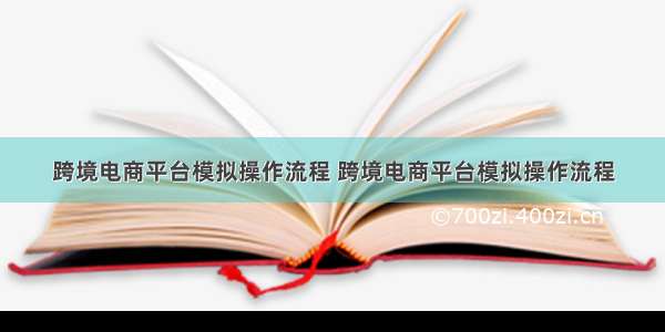 跨境电商平台模拟操作流程 跨境电商平台模拟操作流程