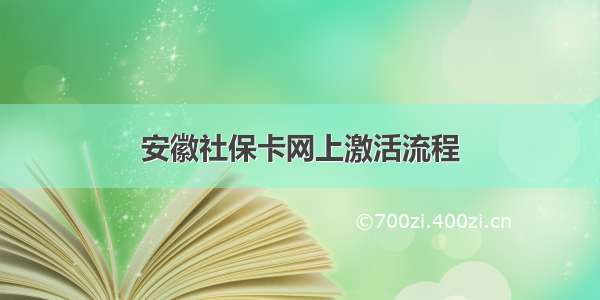 安徽社保卡网上激活流程