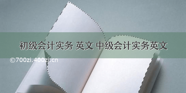 初级会计实务 英文 中级会计实务英文