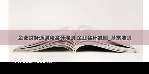 企业财务通则和会计准则 企业会计准则_基本准则