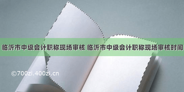 临沂市中级会计职称现场审核 临沂市中级会计职称现场审核时间