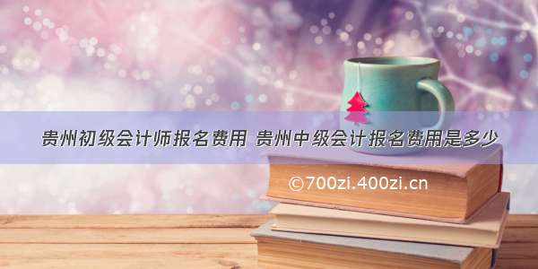 贵州初级会计师报名费用 贵州中级会计报名费用是多少