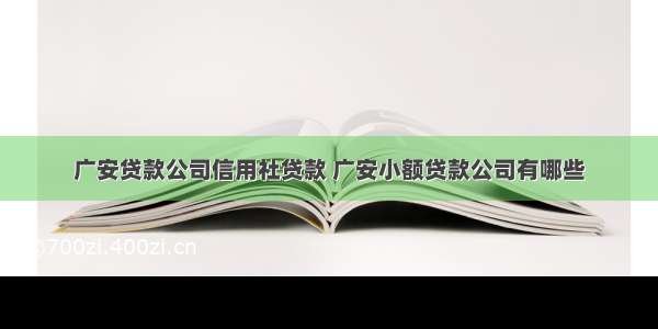 广安贷款公司信用社贷款 广安小额贷款公司有哪些