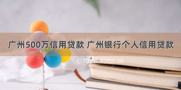 广州500万信用贷款 广州银行个人信用贷款