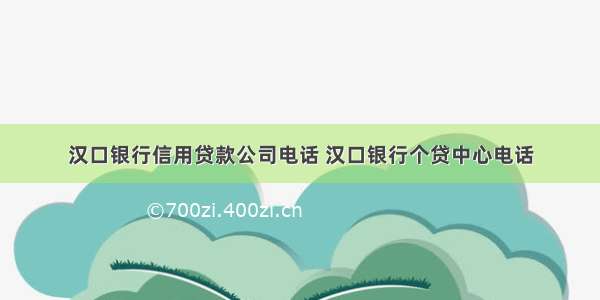 汉口银行信用贷款公司电话 汉口银行个贷中心电话