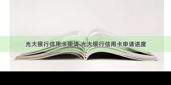 光大银行信用卡申请 光大银行信用卡申请进度