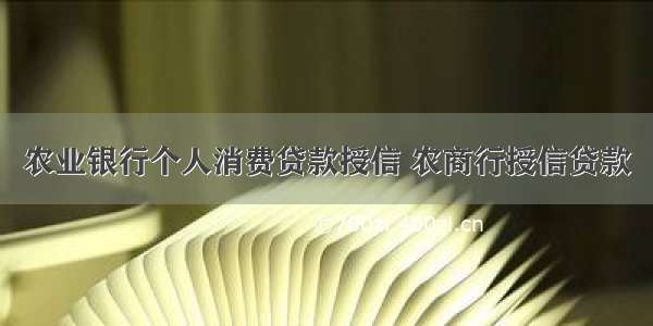 农业银行个人消费贷款授信 农商行授信贷款