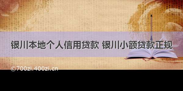 银川本地个人信用贷款 银川小额贷款正规