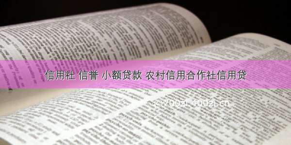 信用社 信誉 小额贷款 农村信用合作社信用贷