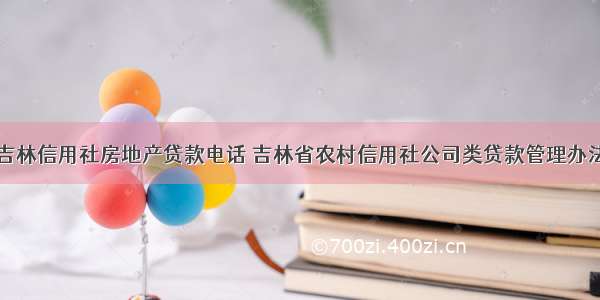 吉林信用社房地产贷款电话 吉林省农村信用社公司类贷款管理办法