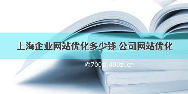 上海企业网站优化多少钱 公司网站优化