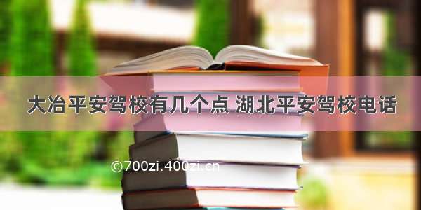 大冶平安驾校有几个点 湖北平安驾校电话