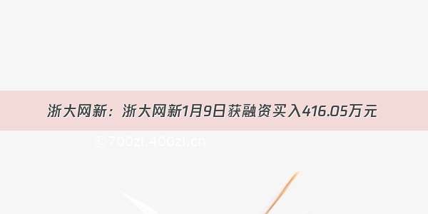 浙大网新：浙大网新1月9日获融资买入416.05万元