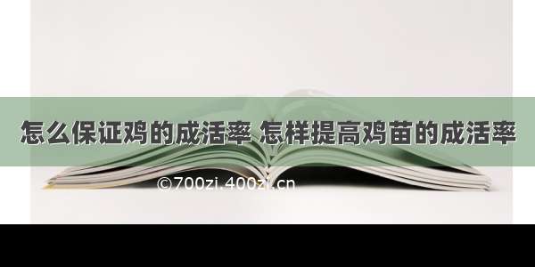 怎么保证鸡的成活率 怎样提高鸡苗的成活率