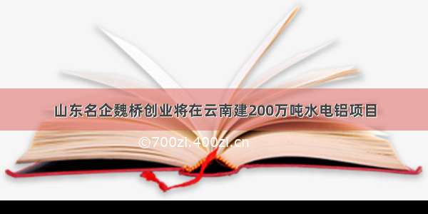 山东名企魏桥创业将在云南建200万吨水电铝项目