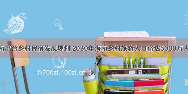 海南出台乡村民宿发展规划 2030年海南乡村旅游人口将达5000万人次