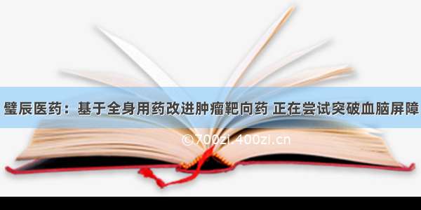 璧辰医药：基于全身用药改进肿瘤靶向药 正在尝试突破血脑屏障