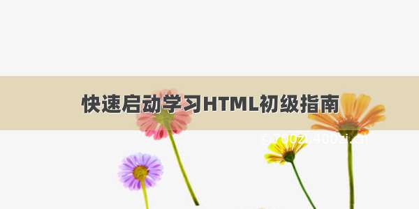 快速启动学习HTML初级指南