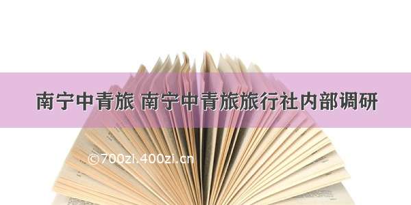 南宁中青旅 南宁中青旅旅行社内部调研