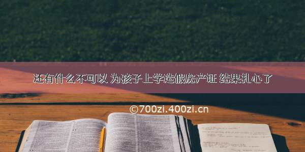 还有什么不可以 为孩子上学造假房产证 结果扎心了