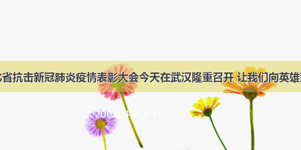 湖北省抗击新冠肺炎疫情表彰大会今天在武汉隆重召开 让我们向英雄致敬
