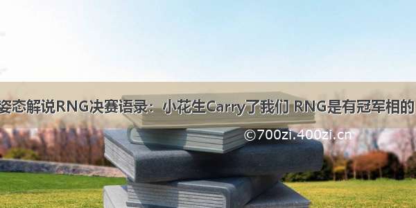 姿态解说RNG决赛语录：小花生Carry了我们 RNG是有冠军相的！