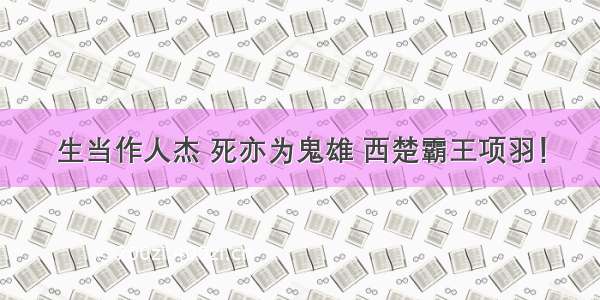 生当作人杰 死亦为鬼雄 西楚霸王项羽！