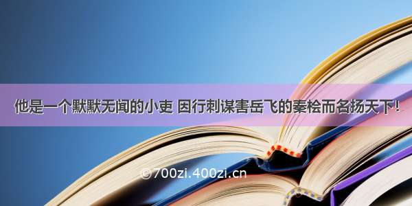 他是一个默默无闻的小吏 因行刺谋害岳飞的秦桧而名扬天下！