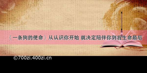 《一条狗的使命》从认识你开始 就决定陪伴你到我生命最后