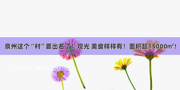 泉州这个“村”要出名了！观光 美食样样有！面积超15000㎡！