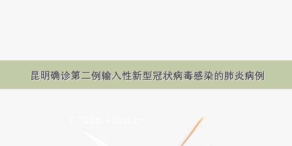 昆明确诊第二例输入性新型冠状病毒感染的肺炎病例