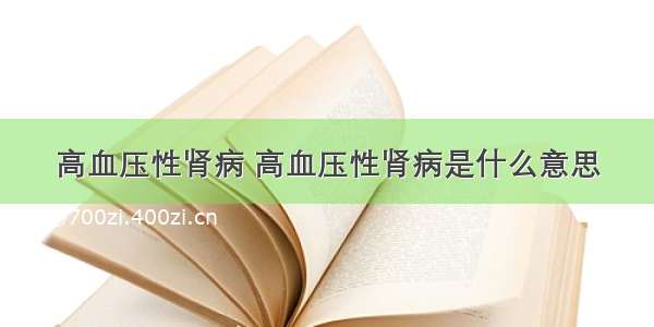 高血压性肾病 高血压性肾病是什么意思